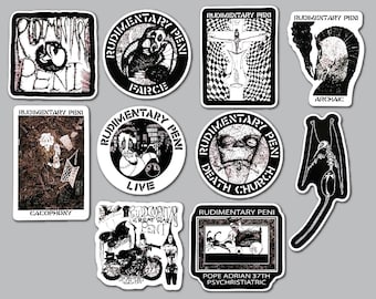 Rudimentary Peni / Crust Punk Band Sticker Pack (10 Stickers) vinyl decals goth death metal crass anarcho peace gothic