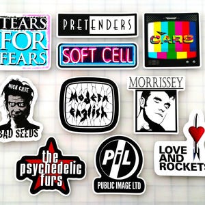 New Wave Sticker Pack (10 Sticker) SET 2 Vinyl Sticker Goth Post Punk Synth Pop Rock 80er Nostalgie Dark emo Bands Indie Gothic