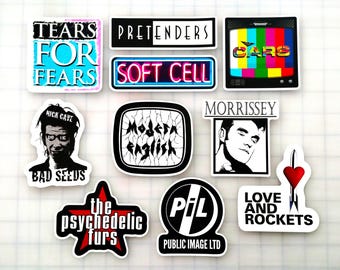 New Wave Sticker Pack (10 Stickers) SET 2 vinyl decals goth post punk synth pop rock 80's nostalgia electronic dark emo bands indie gothic