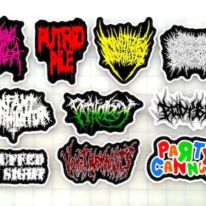 Pack de 2 pegatinas de Slam Metal/Brutal Death Metal (10 pegatinas) SET 2 vinilos slamming gutural negro hardcore extremo grindcore