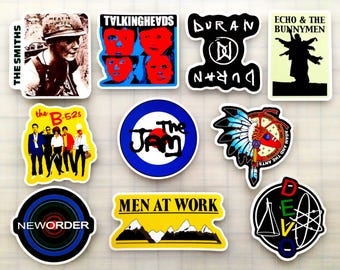 New Wave Sticker Pack (10 Stickers) SET 1 vinyl decals goth post punk synth pop rock 80's nostalgia electronic dark emo bands indie gothic