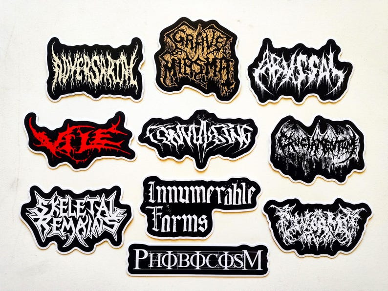 Death Metal Sticker Pack (10 Stickers) Set 19 Vinyl Decals Black Slam ...