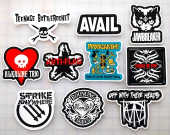 Pop Punk Sticker Pack (10 Aufkleber) Set 1 Vinyl Aufkleber Skate Melodic Hardcover Emo Indie Skateboarding Skater