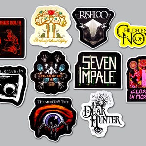 Progressive Rock / Metal Sticker Pack (10 Stickers) SET 1 vinyl decals prog hardcore indie punk death screamo emo