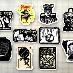 Crust Punk Sticker Pack (10 Stickers) SET 18 vinyl decals anarcho crusty powerviolence fastcore black metal death goth anarchist gothic oi!
