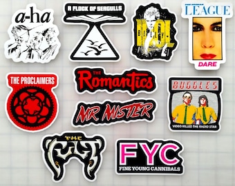 New Wave Sticker Pack (10 Stickers) SET 3 vinyl decals goth post punk synth pop rock 80's nostalgia electronic dark emo bands indie gothic