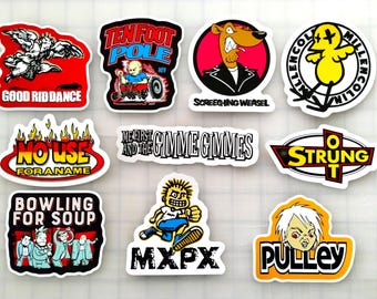 Melodic Punk / Skate Punk / Pop Punk Sticker Pack (10 Aufkleber) Set 1 Vinyl Aufkleber Skateboard Skater Basketball 80er 90er Indie Rock