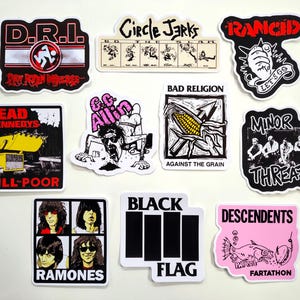 Paquete de pegatinas punk (10 pegatinas) Juego de 27 calcomanías de vinilo rock thrash crust hardcore 80's ska emo death metal skate 90's alternativo clásico hxc