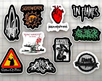 Death Metal Sticker Pack (10 Stickers) Set 5 vinyl decals black slam power speed grindcore heavy classic metalcore deathcore punk crust