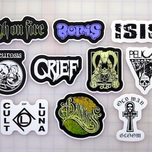Stoner Metal / Sludge / Doom Sticker Pack (10 Stickers) SET 3 vinyl decals death black slam weed marijuana hardcore punk
