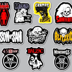 Horror Punk / Goth Punk Sticker Pack (10 Stickers) SET 1 vinyl decals gothic crust hardcore halloween emo spooky dark wave
