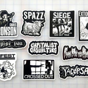 Paquete de pegatinas Powerviolence/Fastcore (10 pegatinas) SET 1 vinilo crust punk grindcore spazz charles bronson infest death metal hardcore
