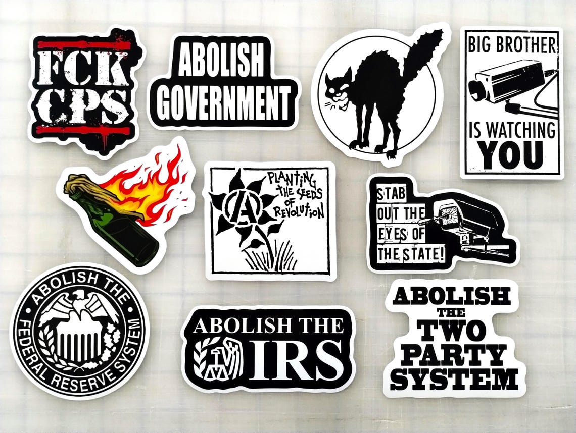 Anarchist Sticker Lot (10 Stickers) SET 1 Vinyl Decals Anti Government ...