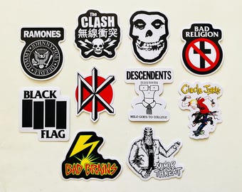 Punk Sticker Pack (10 Stickers) Set 1 vinyl decals rock thrash crust hardcore 80's ska emo death metal skate 90's alternative classic hxc