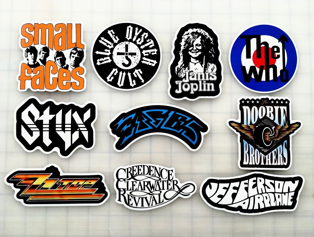 Classic Rock Sticker Pack 10 Stickers SET 2 Vinyl Decals Legends Guitar ...