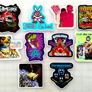 Nintendocore / Cybergrind / Post Hardcore / Screamo Sticker Pack (10 Stickers) SET 1 vinyl decals metal punk emo experimental