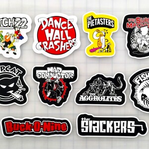 Pack de 10 pegatinas de ska/punk de la tercera ola (2 vinilos) de reggae, skinhead, oi!, emo, skate, 2 tonos, chico rudo y chica.