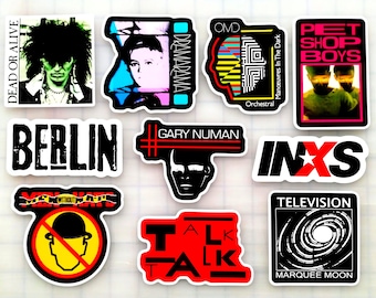 New Wave Sticker Pack (10 Stickers) SET 4 vinyl decals goth post punk synth pop rock 80's nostalgia electronic dark emo bands indie gothic