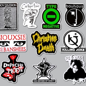Goth / Gothic Sticker Pack (10 Stickers) SET 1 vinyl decals 80&#39;s new wave punk dark pop band emo alternative metal hard rock