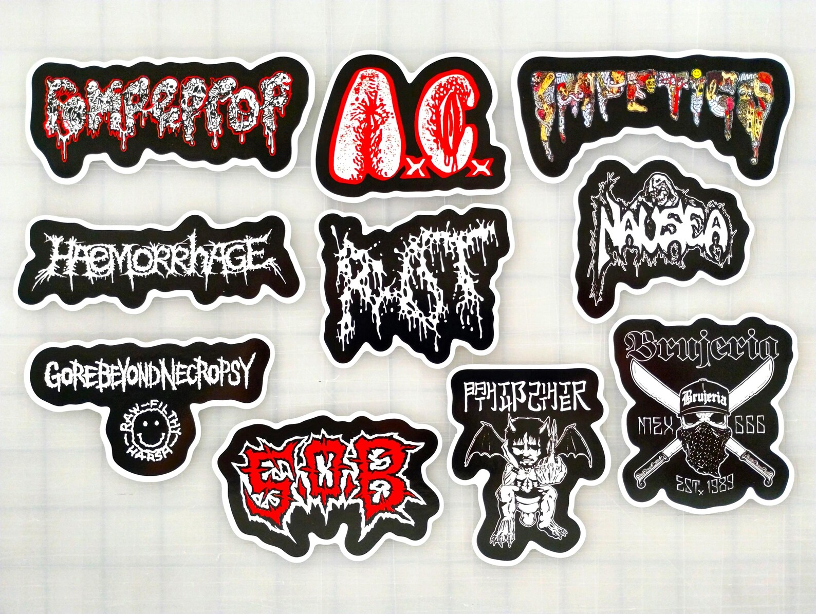 Grindcore Sticker Pack (10 Stickers) SET 3 Vinyl Decals Goregrind Death ...