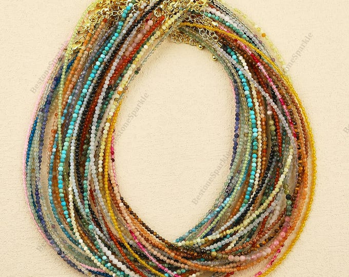 Mini Gemstone Bead Necklace: Amethyst, Rose Quartz, Obsidian, Carnelian, Citrine
