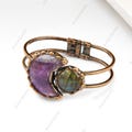 Handmade Amethyst Moon & Labradorite Copper Cuff Bracelet