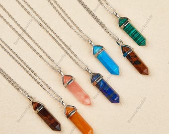 Handmade Crystal Point Necklace: Sterling Silver Faceted Gemstone Pendant