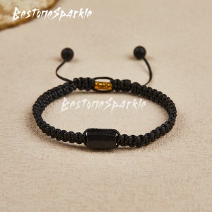 Raw Black Tourmaline Bracelet: Men&#39;s Hematite Empath Protection