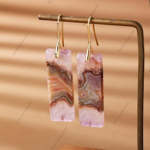 Amethyst Agate Dangle Earrings: Boho Crystal Healing Jewelry