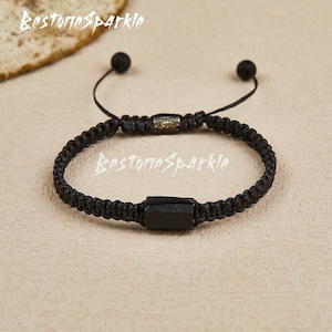 Cadeau voor broer ruwe zwarte toermalijn armband, wortelchakra armbanden beschermende steen, beste cadeau voor familielid