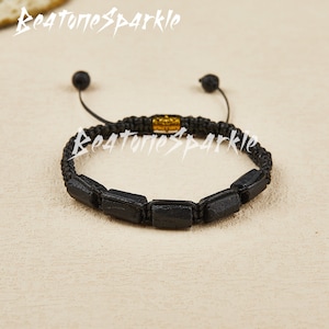 Raw Black Tourmaline Bracelet, Strength Stamina Healing Gemstone Braided Bracelets, Housewarming Gifts