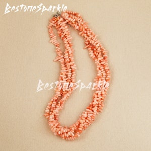 Collier Et Bracelet En Véritable Corail Rose Naturel – Monture Laiton, Occasion Très Bon état