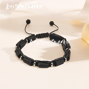 Raw Black Tourmaline Bracelet: Adjustable Protection Stone Jewelry