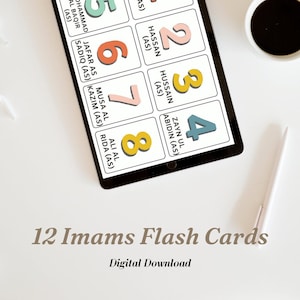 Kinderen 12 imamskaarten, islamitische kinderen afdrukbaar, kinderen sjiitische sjiitische boek, gebed, twaalf imams flashcards, PDF, afdrukbaar voor kinderen