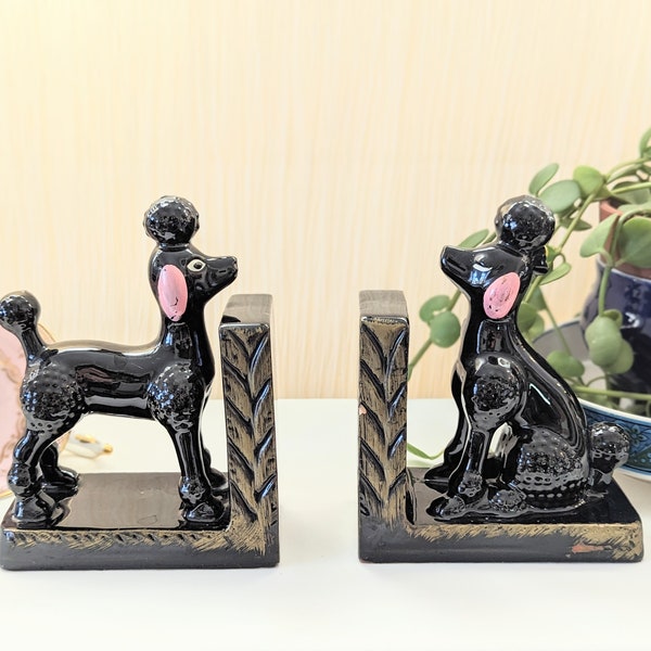 Vintage MCM Japanese Redware Poodle Bookends