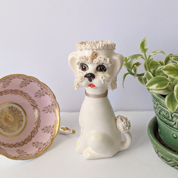 Vintage MCM Enesco Spaghetti Poodle Pen Holder/Mini Vase/ Crochet Hook Holder