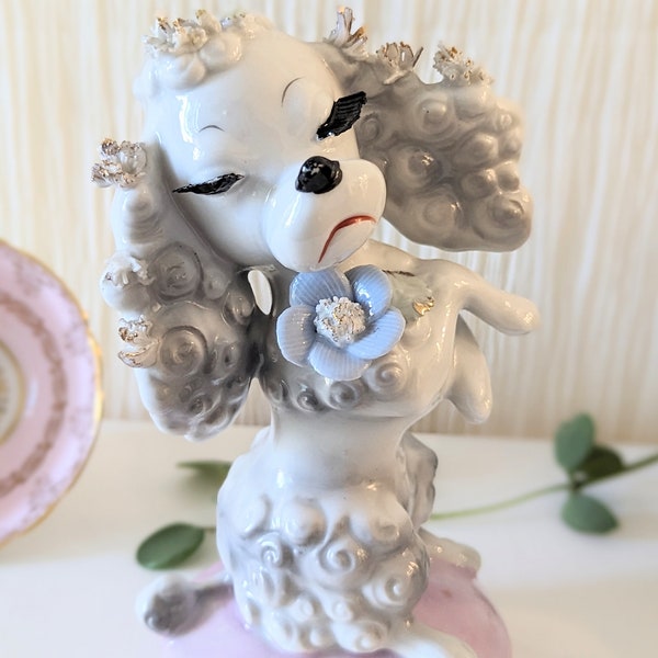 RARE MCM Porcelain Poodle with Eyelashes Figurine