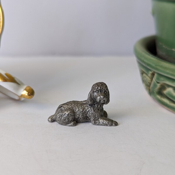 Vintage Rawcliffe Pewter Poodle Figurine by P. Davis