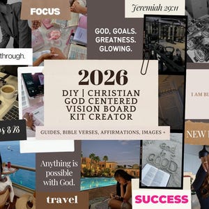 Christian Vision Board-set 2026 | Op God gerichte doelen, affirmaties (digitale download)
