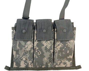 USGI Army Molle II M4 Three Mag Bandoleer Pouch ACU Digital Camo Field Gear Tactical Assault 5.56/.223 (30) Round 6 Magazine