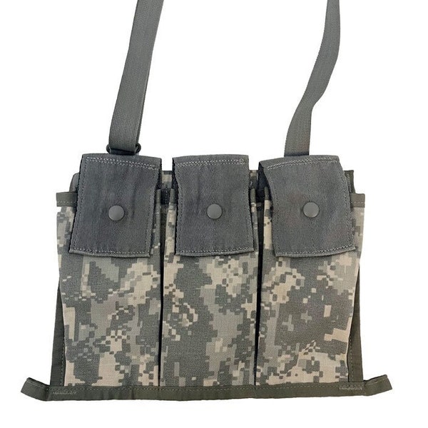 USGI Army Molle II M4 Three Mag Bandolier Pouch ACU Digital Camo Field Gear Tactical Assault 5.56/.223 (30) Chargeur Round 6