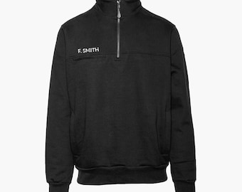 カスタム刺繍 GAME Apparel メンズ 8090 次世代 ブラック ジョブシャツ 消防士 消防士 クォータージップシャツ スウェットシャツ パーソナライズギフト