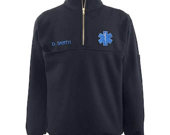 Custom Embroidered GAME Apparel Men's 8025-T Responder Navy Turtleneck Job Shirt First Responder Wear Quarter Zip