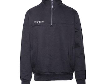 カスタム刺繍 GAME Apparel メンズ 8090 次世代ネイビー ジョブシャツ 消防士 消防士 クォータージップシャツ スウェットシャツ パーソナライズギフト
