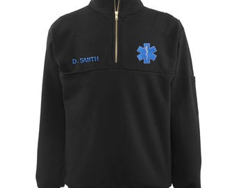 Custom Embroidered GAME Apparel Men's 8025-T Responder Black Turtleneck Job Shirt First Responder Wear Quarter Zip