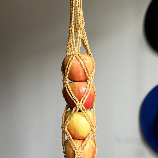 Hanging Produce Storage, Macrame Fruit Vegetable Bag, Wine Onion Apple Orange Holder Bag, Veggie Hammock, Kitchen Storage.