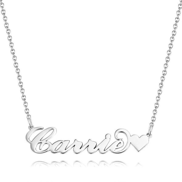 Collier prénom Carrie, plaque signalétique personnalisée avec polices de caractères Carrie, pendentif prénom personnalisé style Carrie, collier style Carrie décodeur câble ou figaro