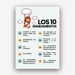 10 Catholic Commandments Poster, Commandments Poster, 10 Commandments Religious Poster, Catholic Commandments Decor