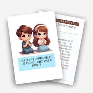 Oraciones Católicas para Niños |  Tarjetas de Oraciones y enseñanzas para Niños Descargables Imprimibles I Oraciones cortas para niños