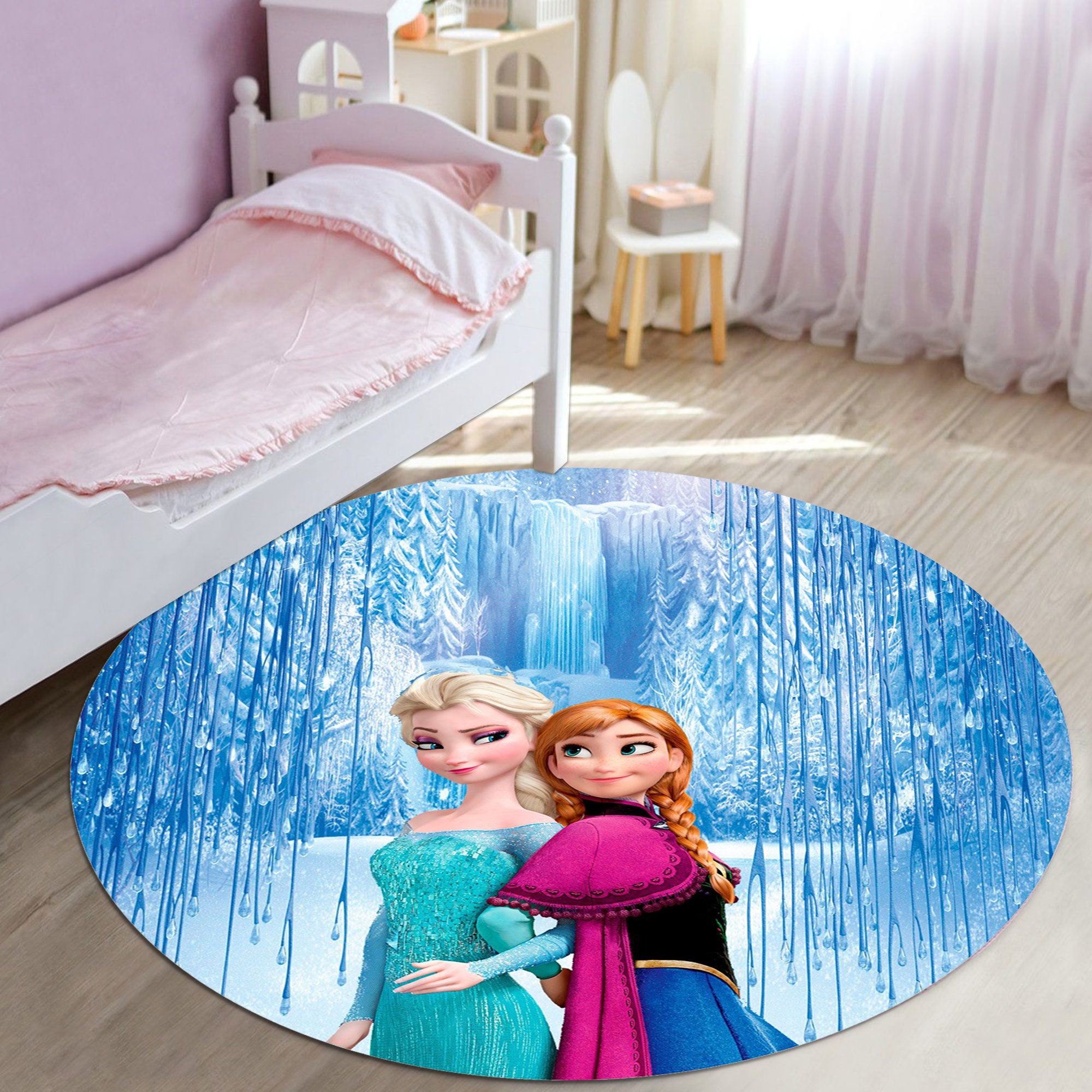 Elsa Round Rug Frozen Round Rug, Kids Room Decor, Elsa and Anna Carpet - Etsy